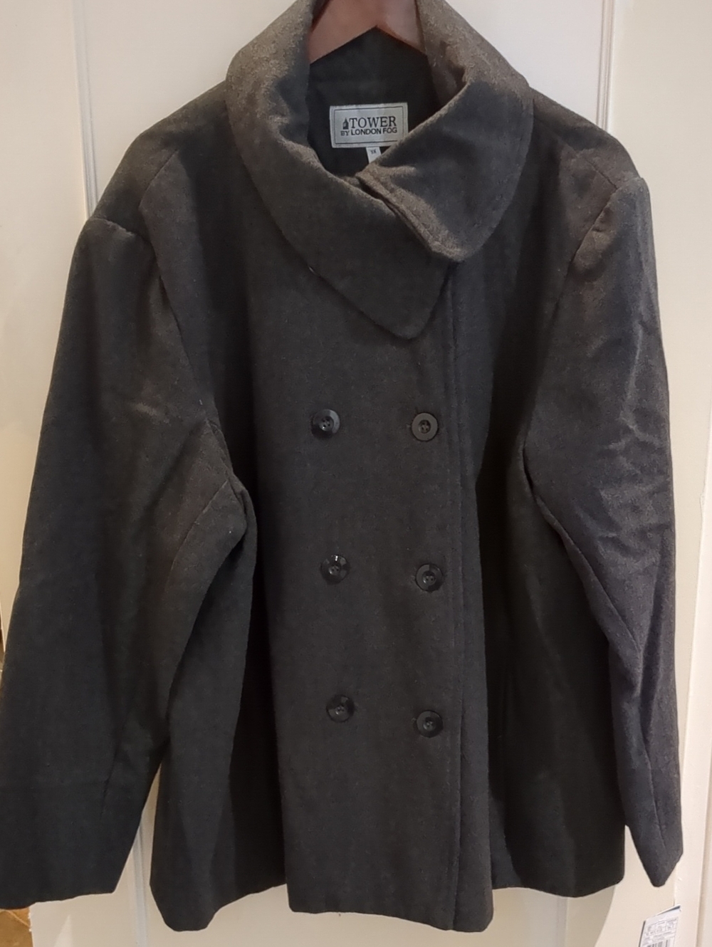 Tower By London Fog Women's Charcoal Double-Breasted Coat